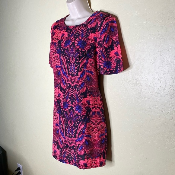 Pink Floral Print Vintage Style Mini Dress Size Large L - Picture 3 of 14